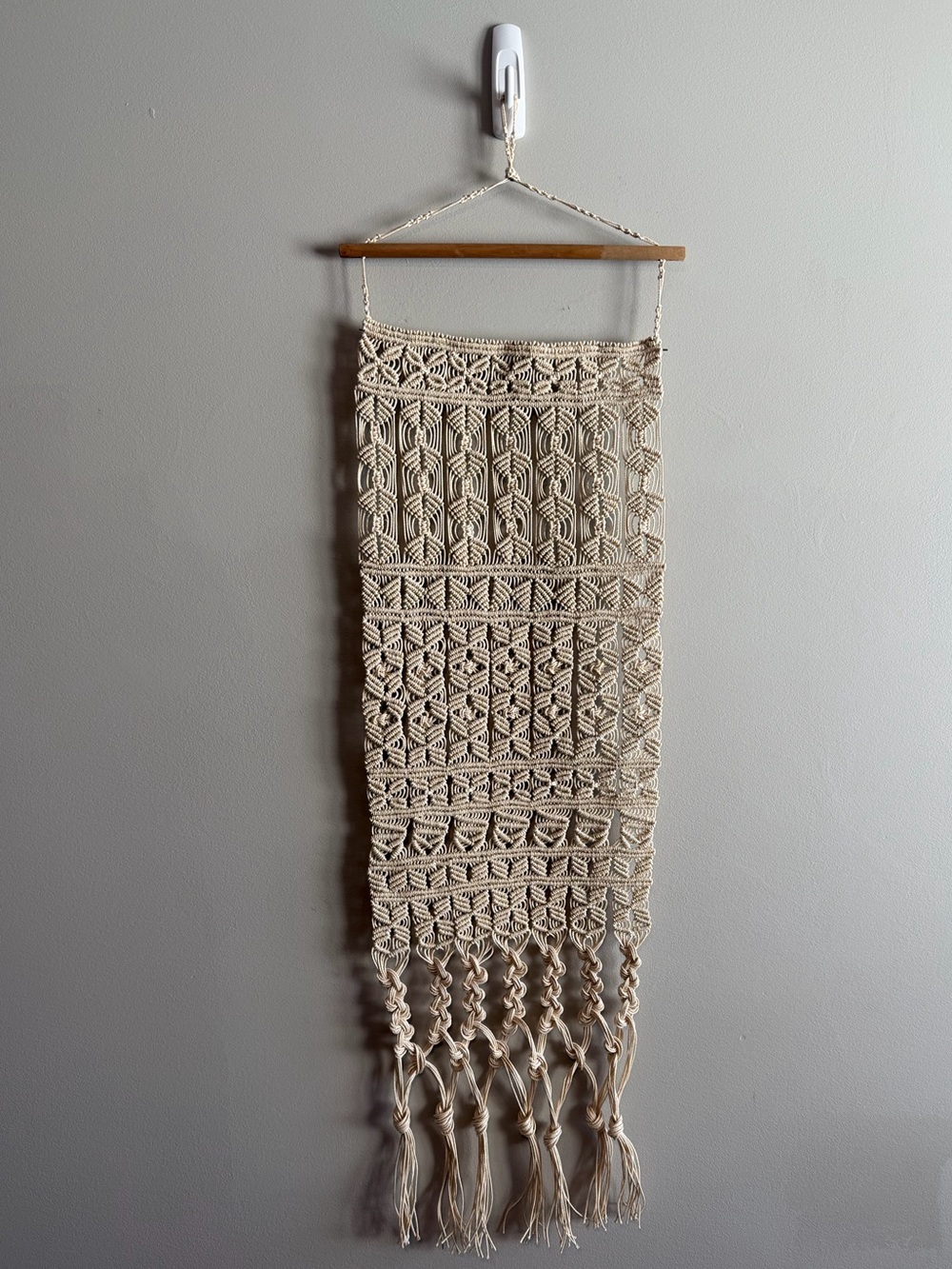 Vintage Macramé Wall Hanging Boho Cotton Fiber Art Tapestry